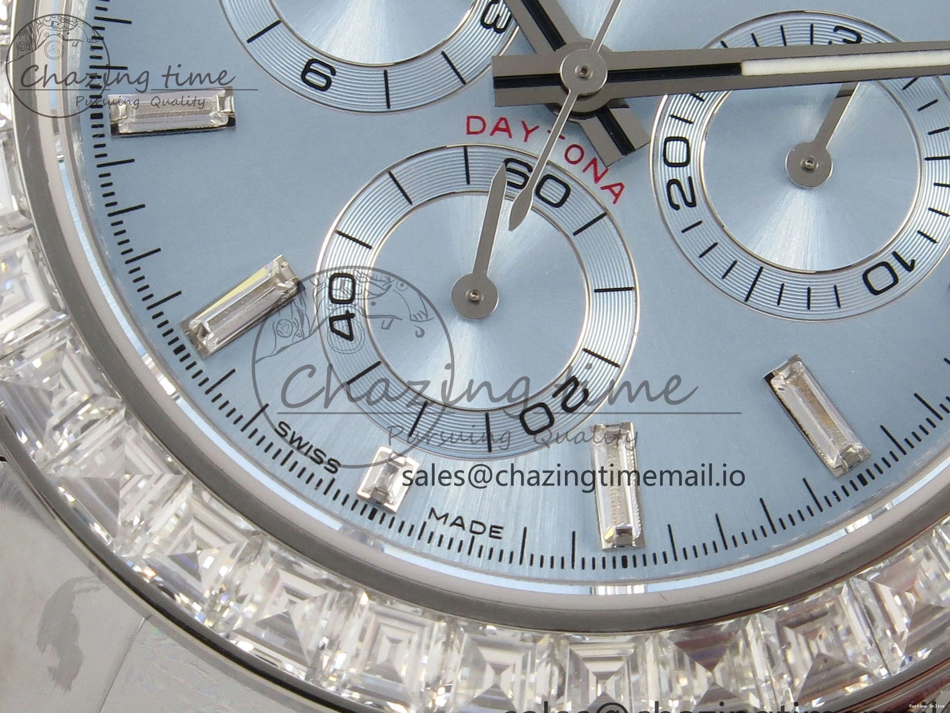 0227 Daytona 116576TBR 3CF 1:1 Best Edition diamonds Bezel Ice Blue Dial on SS Bracelet SH4130 V2(Mod Version) WaterResistant 140